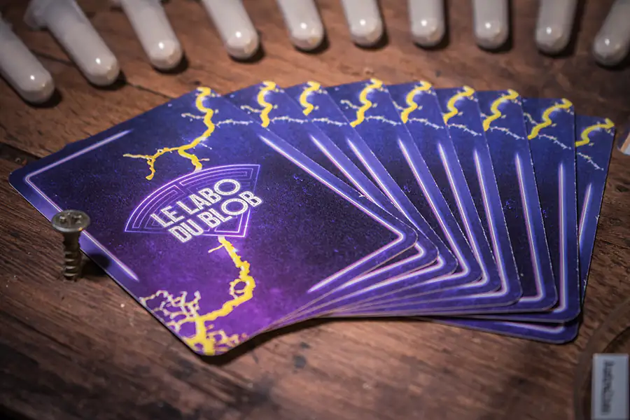 9 cartes blob du Labo du Blob, incluses dans le coffret pour les écoles